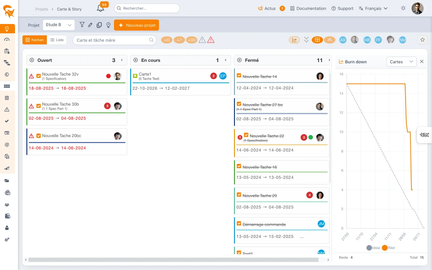 Vue Carte &amp; Story avec son burn down