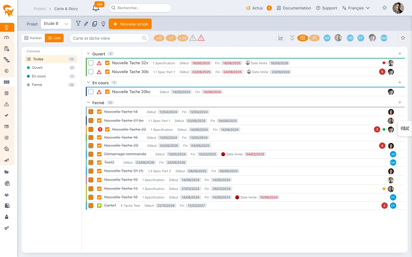 Vue Carte &amp; Story en représentation Liste