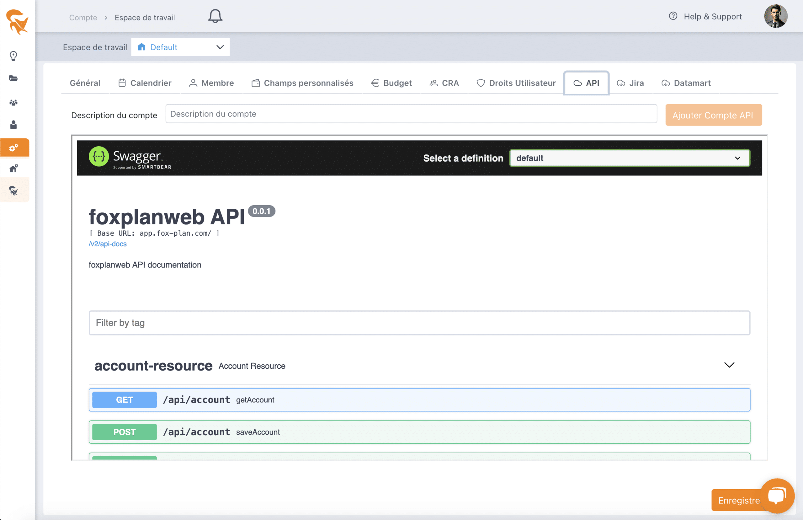 Swagger-Dokumentation der FoxPlan-API